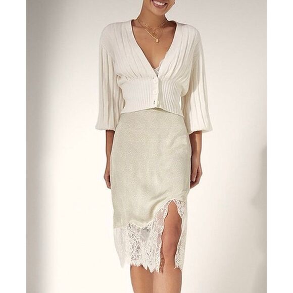 Aritzia Wilfred Sonnet ditsy Floral Lace Skirt size 2 Green - Picture 2 of 14